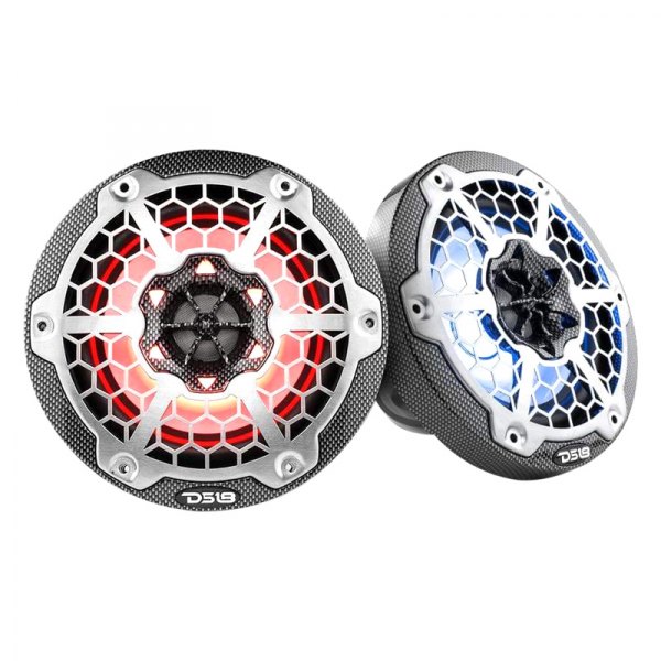 DS18® - HYDRO 375W 2-Way 6.5" Carbon Fiber Flush Mount Speakers with LED Lights, Pair