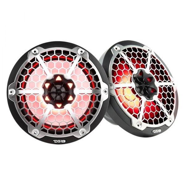 DS18® - HYDRO 300W 2-Way 10" Black Flush Mount Speakers with LED Lights, Pair
