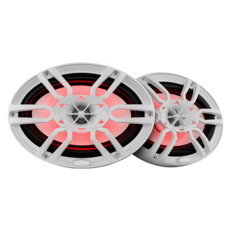 DS18® - HYDRO 375W 2-Way 6" x 9" White Flush Mount Speakers with LED Lights, Pair