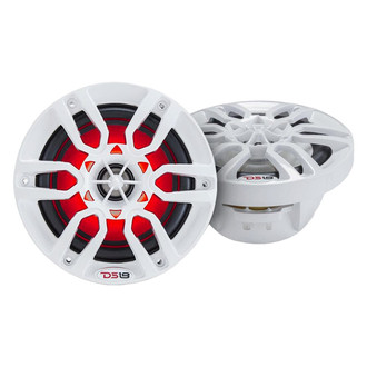 DS18® - HYDRO 300W 2-Way 6.5" White Flush Mount Speakers with LED Lights, Pair