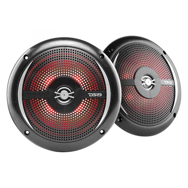 DS18® - HYDRO 100W 2-Way 6.5" Black Flush Mount Speakers with LED Lights, Pair