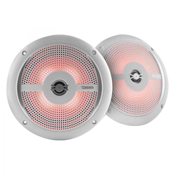 DS18® - HYDRO 100W 2-Way 6.5" White Flush Mount Speakers with LED Lights, Pair