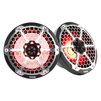 DS18® - HYDRO 375W 2-Way 8" Black Flush Mount Speakers with LED Lights, Pair