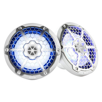 DS18® - HYDRO 375W 2-Way 8" White Flush Mount Speakers with LED Lights, Pair