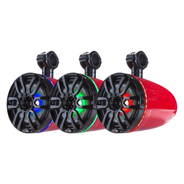DS18® - HYDRO 375W 8" Red Wake Tower Speakers with LED Lights, Pair