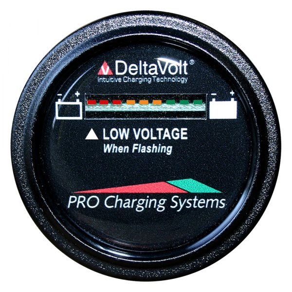 Dual Pro® - 2.25" 12V Black Dial/Black Bezel In-Dash Mount Battery Gauge