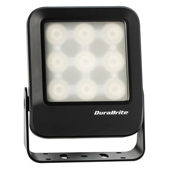 DuraBrite® SLM08504D1S0/D - Nano Series 50 W 80° 7500 lm 12 - 24 V DC 5.5" L x 1.9" W x 7" H Black Housing White Bracket Mount Dimming Ready LED Flood Light