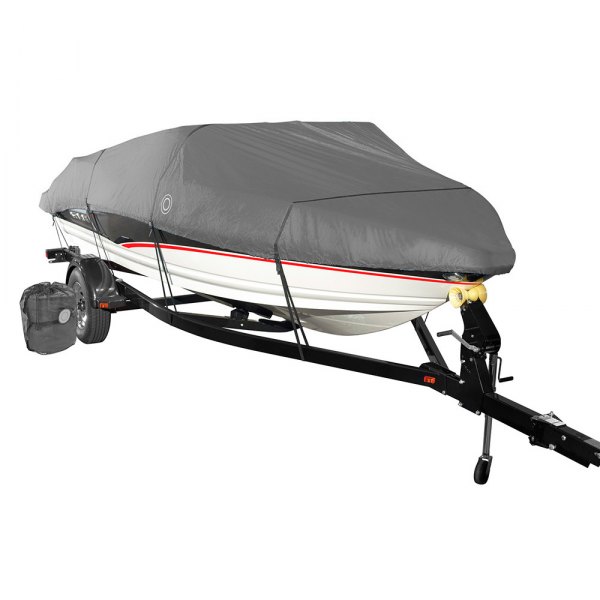 Eevelle® - Monsoon Wake™ Stealth Gray Polyester Boat Cover for 16'-18.5' L x 98" W Fish and Ski/Pro-Style Bass Boat