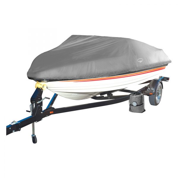 Eevelle® - Monsoon Wake™ Gray Polyester Boat Cover for 17'-19' L x 102" W Easy Slip-On V Hull Runabout Boat