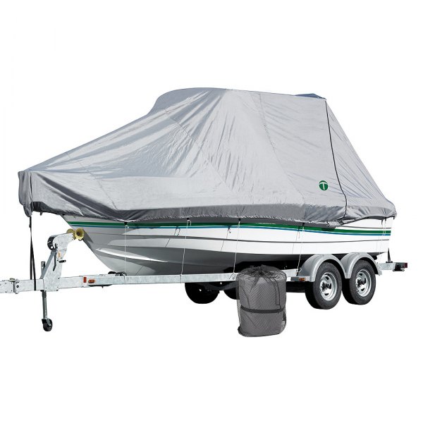 Eevelle® - Trident™ Gray Polyester Boat Cover for 28'6"-29'5" L x 108" W Boat with T-Top & Bow Rails