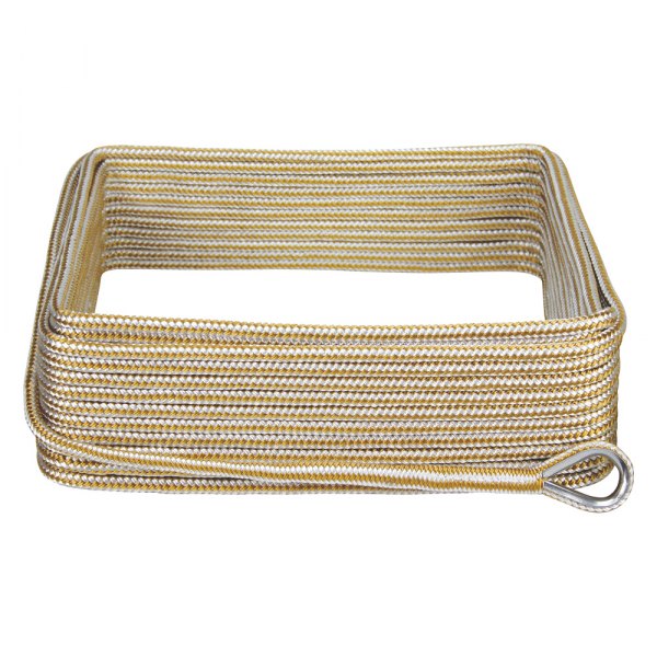 Extreme Max® - BoatTector 3/8" D x 100' L White/Gold Nylon Double Braid Anchor Line with Thimble