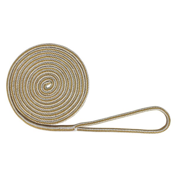 Extreme Max® - BoatTector 1/2" D x 25' L White/Gold Nylon Double Braid Dock Line