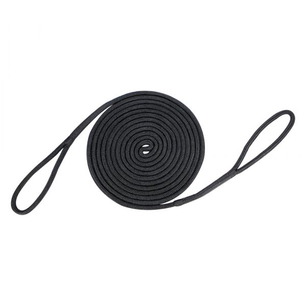Extreme Max® - BoatTector Premium 3/4" D x 35' L Black Nylon Double Looped Dock Line for Mooring Buoys