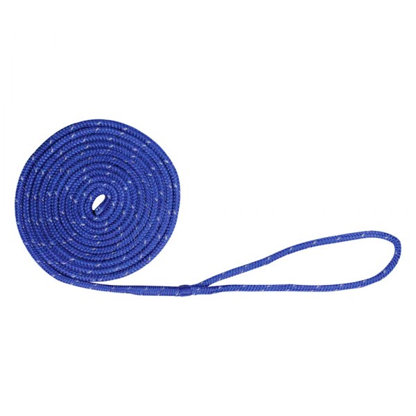 Extreme Max® - BoatTector 1/2" D x 15' L Blue/Reflective Tracer Nylon Double Braid Dock Line