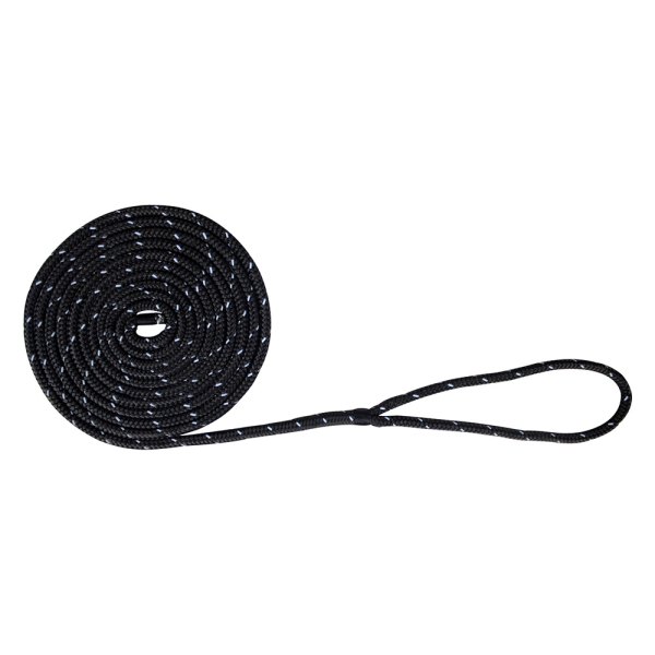 Extreme Max® - BoatTector 1/2" D x 20' L Black/Reflective Tracer Nylon Double Braid Dock Line