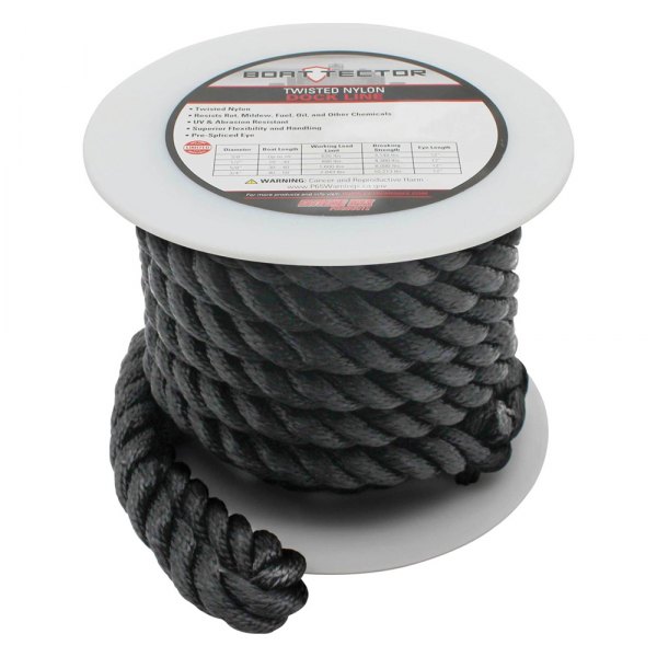 Extreme Max® - BoatTector 3/4" D x 30' L Black Nylon Twisted Dock Line