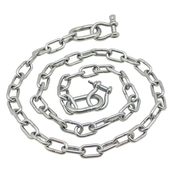 Extreme Max® - BoatTector 3/16" D x 4' L Stainless Steel Anchor Chain with 1/4" D Shackles