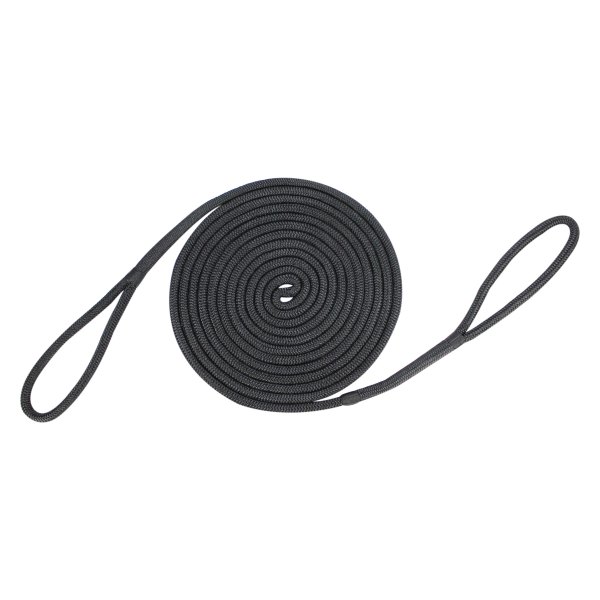 Extreme Max® - BoatTector Premium 5/8" D x 30' L Black Nylon Double Looped Dock Line for Mooring Buoys