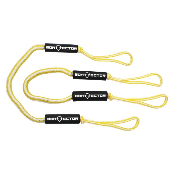Extreme Max® - BoatTector 4' L Yellow/White Bungee Dock Lines, 2 Pieces