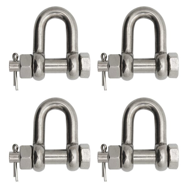 Extreme Max® - BoatTector 7/16" Stainless Steel Bolt-Type Chain D Shackle, 4 Pieces