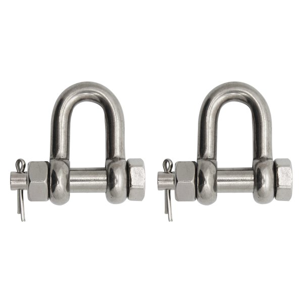 Extreme Max® - BoatTector 1/2" Stainless Steel Bolt-Type Chain D Shackle, 2 Pieces