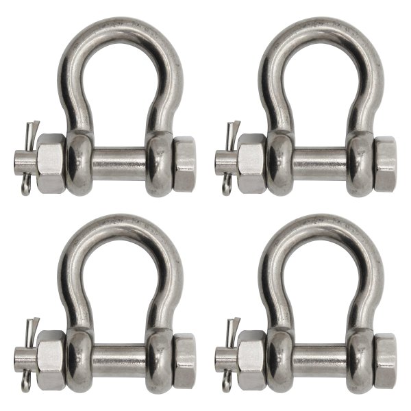 Extreme Max® - BoatTector 7/8" Stainless Steel Bolt-Type Anchor Bow Shackle, 4 Pieces