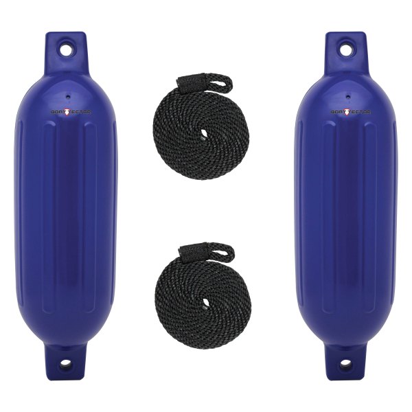 Extreme Max® - BoatTector 6.5" D x 22" L Cobalt Blue Twin Eye Cylindrical Inflatable Fender with Rope