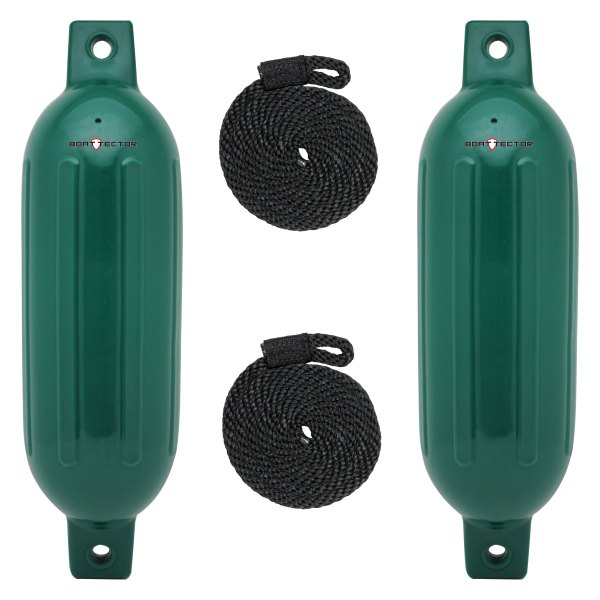 Extreme Max® - BoatTector 6.5" D x 22" L Forest Green Twin Eye Cylindrical Inflatable Fender with Rope