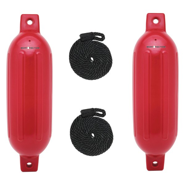 Extreme Max® - BoatTector 6.5" D x 22" L Bright Red Twin Eye Cylindrical Inflatable Fender with Rope