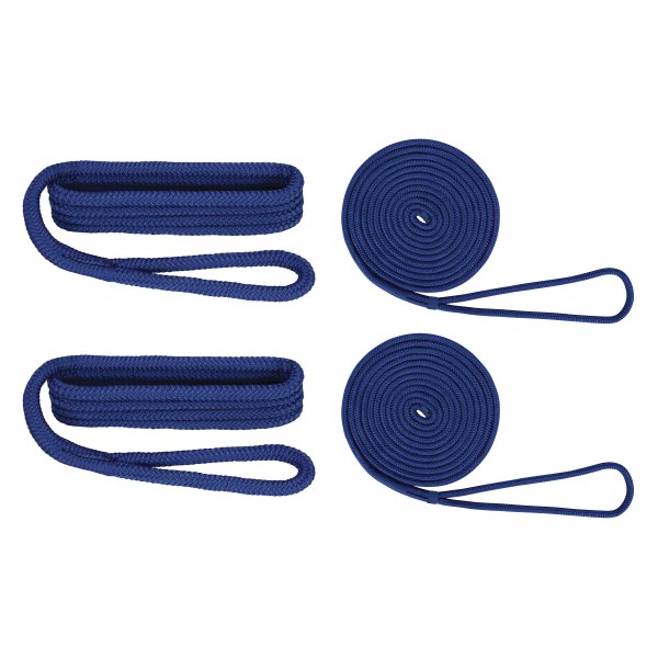 Extreme Max® - BoatTector Premium 1/2" D x 15' L Blue Nylon Double Braid Dockside Rope Kit