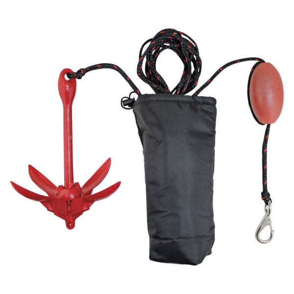 Extreme Max® - BoatTector 3.5 lb Red Painted Steel Complete Grapnel Anchor Kit