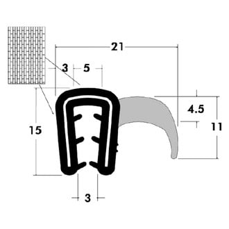 Fairchild® 15452-25 - 25' L Black Sponge Bulb & Dense Rubber Trim Seal with Flexible Segmented Steel Core for 0.09"-0.12" Edge