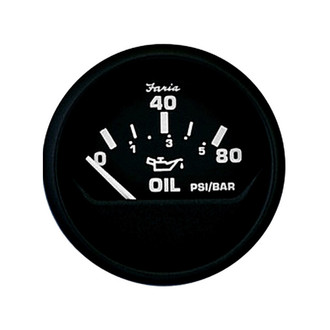 Faria Beede Instruments® - Euro Series 2.06" Black Dial/Black Aluminum Bezel In-Dash Mount Oil Pressure Gauge