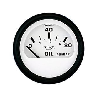 Faria Beede Instruments® - Euro Series White Dial/Black Aluminum Bezel 2.06" In-Dash Mount Oil Pressure Gauge