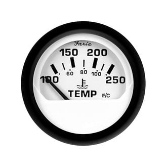 Faria Beede Instruments® - Euro Series White Dial/Black Aluminum Bezel 2.06" In-Dash Mount Water Temperature Gauge