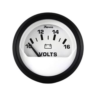 Faria Beede Instruments® - Euro Series White Dial/Black Aluminum Bezel 2.06" In-Dash Mount Voltmeter Gauge