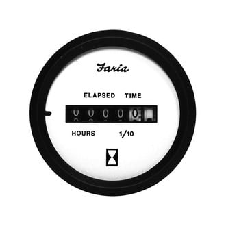Faria Beede Instruments® - Euro Series White Dial/Black Aluminum Bezel 2.06" In-Dash Mount Hourmeter Gauge