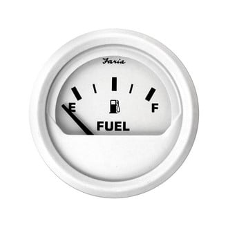 Faria Beede Instruments® - Dress Series White Dial/White Aluminum Bezel 2.06" In-Dash Mount Fuel Level Gauge