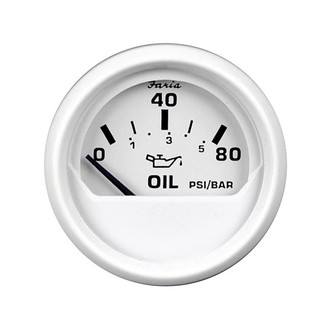 Faria Beede Instruments® - Dress Series White Dial/White Aluminum Bezel 2.06" In-Dash Mount Oil Pressure Gauge