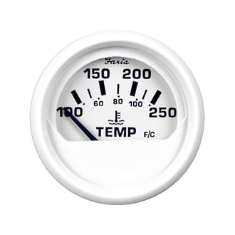 Faria Beede Instruments® - Dress Series White Dial/White Aluminum Bezel 2.06" In-Dash Mount Water Temperature Gauge
