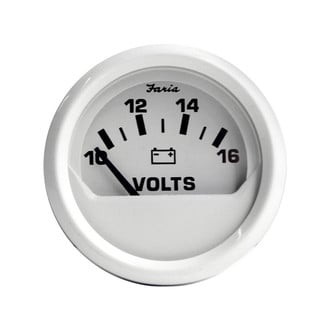 Faria Beede Instruments® - Dress Series White Dial/White Aluminum Bezel 2.06" In-Dash Mount Voltmeter Gauge