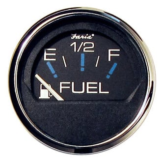 Faria Beede Instruments® - Chesapeake Series Black Dial/Polished Stainless Steel Bezel 2.06" In-Dash Mount Fuel Level Gauge
