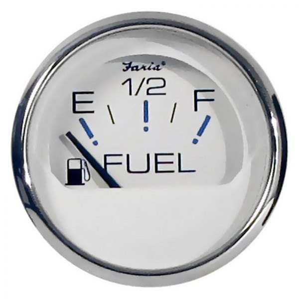 Faria Beede Instruments® - Chesapeake Series 2.06" White Dial/Polished Stainless Steel Bezel In-Dash Mount Fuel Level Gauge