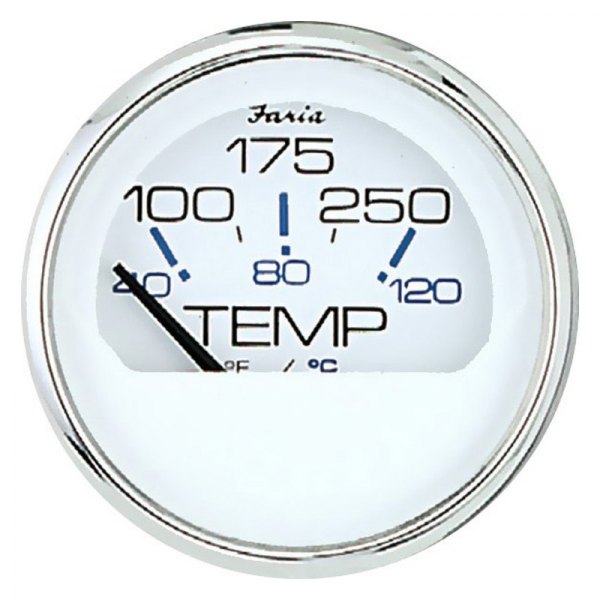 Faria Beede Instruments® - Chesapeake Series 2.06" White Dial/Polished Stainless Steel Bezel In-Dash Mount Water Temperature Gauge