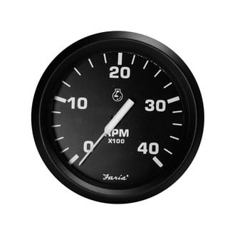 Faria Beede Instruments® - Euro Series Black Dial/Black Aluminum Bezel 3.37" In-Dash Mount Tachometer Gauge
