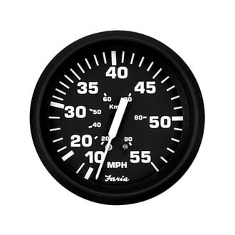 Faria Beede Instruments® - Euro Series 3.37" Black Dial/Black Aluminum Bezel In-Dash Mount Mechanical Speedometer Gauge
