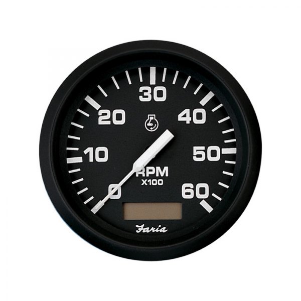 Faria Beede Instruments® - Euro Series 3.37" Black Dial/Black Aluminum Bezel In-Dash Mount Tachometer/Hourmeter Gauge