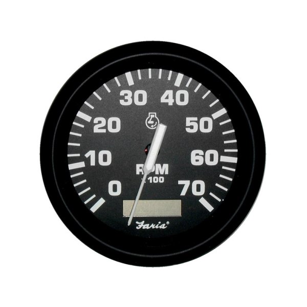 Faria Beede Instruments® - Euro Series 3.37" Black Dial/Black Aluminum Bezel In-Dash Mount Tachometer/Hourmeter Gauge