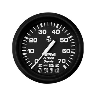 Faria Beede Instruments® - Euro Series 3.37" Black Dial/Black Aluminum Bezel In-Dash Mount Tachometer Gauge