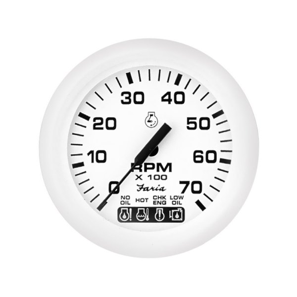 Faria Beede Instruments® - Dress Series 3.37" White Dial/White Aluminum Bezel In-Dash Mount Tachometer Gauge